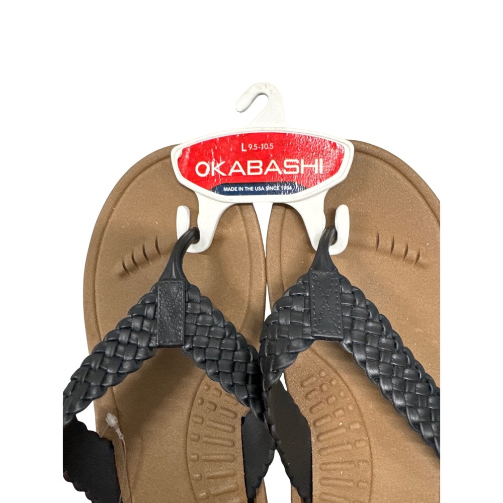 Okabashi Baha Sandals Womens L 9.5-10.5 Toffee Black Braided Comfort NWT - Picture 2 of 5